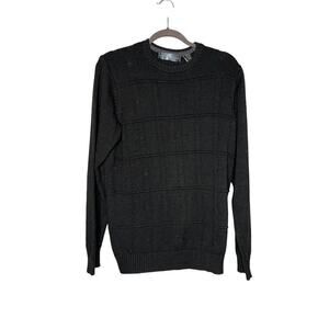 Oscar De La Renta  Sweater Mens Medium Crew Neck Textured Charcoal Gray Pullover